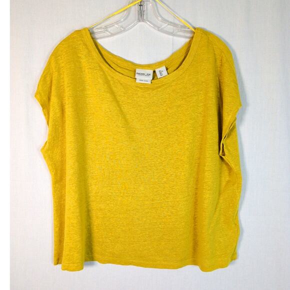 Rachel Zoe 100% Linen Boxy Blouse Yellow Size Large - Picture 1 of 6